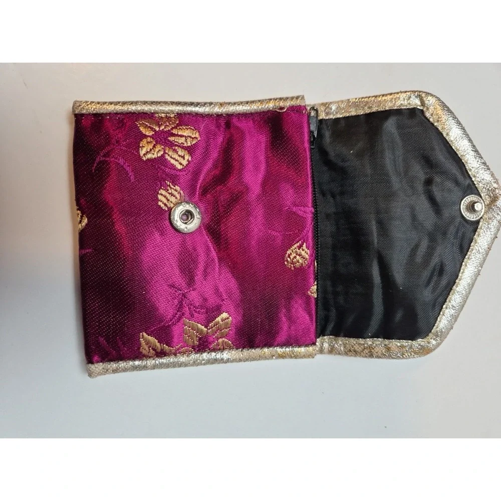 Lot of 8 Asian Silk Brocade Jewelry Pouches & Coin Purses Mixed Colors & Styles